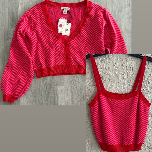 Sincerly Jules Sweaters - ❤️ Chevron Knit Cardigan and Tank Set